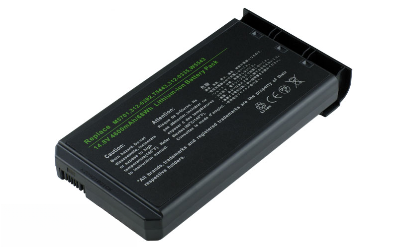 14.8V 5200mAh/77Wh 8-Cell Battery for Dell Inspiron 1000 1200 2200 Dell Latitude 110L (P/N: 312-0292 312-0326 312-0335 G9812 H9566 M5701 T5443 W5543) – Front view top 45° angle