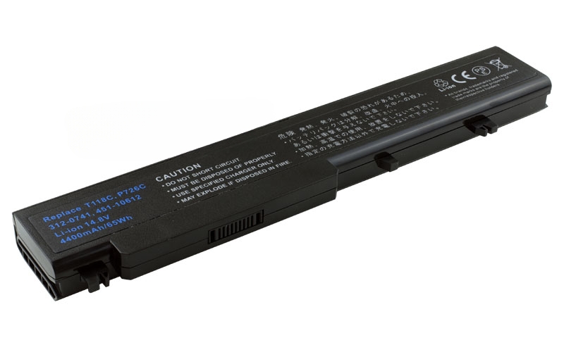14.8V 5200mAh/77Wh 8-Cell Battery for Dell Vostro 1710 1710n 1720 1720n (P/N: 312-0741 451-10612 P726C T118C) – Front view top 45° angle