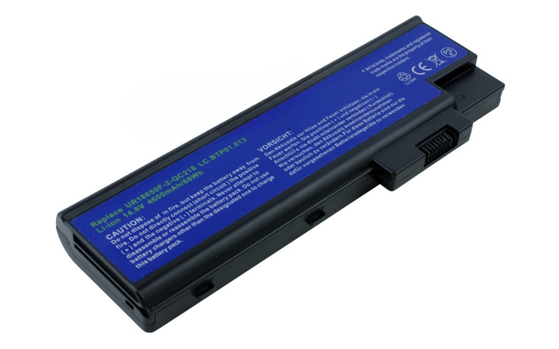 14.8V 65Wh 8-Cell Battery for Acer Aspire 3660 5620 5670 7110 9400 Acer TravelMate 4210 4670 5600 7510 (P/N: 4UR18650F-2-QC218 BT.00803.014 BTP-BCA1 LC.BTP01.013 LIP-6198QUPC SY6 LIP-8208QUPC SY6) – Front view top 45° angle