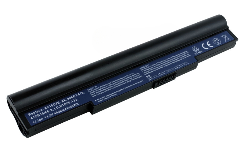 14.8V 65Wh 8-Cell Battery for Acer Aspire 5943G 5950G 8943G 8950G AS5943G 8943G (P/N: AS10C7E AS10C5E AK.008BT.079 BT.00807.028 LC.BTP00.132) – Front view top 45° angle