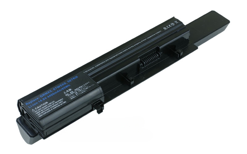 14.8V 77Wh 8-Cell Battery for Dell Vostro 3300 3350 (P/N: 07W5X0 0XXDG0 312-1007 451-11354 451-11355 451-11544 50TKN 7W5X09C GRNX5 NF52T) – Front view top 45° angle