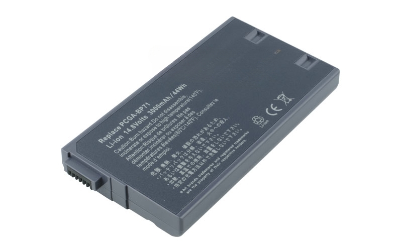 14.8V 77Wh 8-Cell Battery for Sony VAIO PCG-705 PCG-808 PCG-767 PCG-F26 PCG-F270 PCG-F570 PCG-XR9F (P/N: PCGA-BP71 PCGA-BP71A PCGA-BP1N PCGA-BP7) – Front view top 45° angle