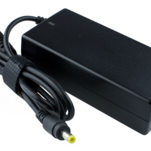 18.5V 3.5A 65W AC Adaptor for HP 510 530 Pavilion DV1000 DV2000 DV6000 HP Compaq NX6110 6720S (P/N:  384019-001 412786-001 519329-002 609939-001) – Angled front – 3 sides visible