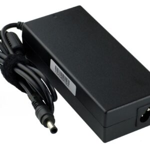 19V 4.74A 90W AC Adaptor for Samsung R519 R730 RV510 X520 X60 (P/N: AD8019 AD9019 SPA-V20) – Angled front – 3 sides visible