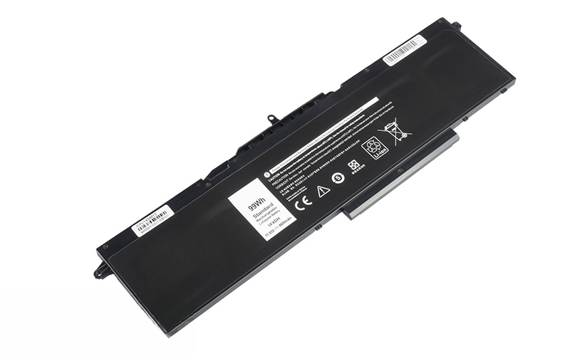 1FXDH 1WJT0 Battery for Dell Latitude 15 5501 5511 Precision 3541 3551 (11.55V 99Wh 6-Cell Li-Poly) – Front view top 45° angle