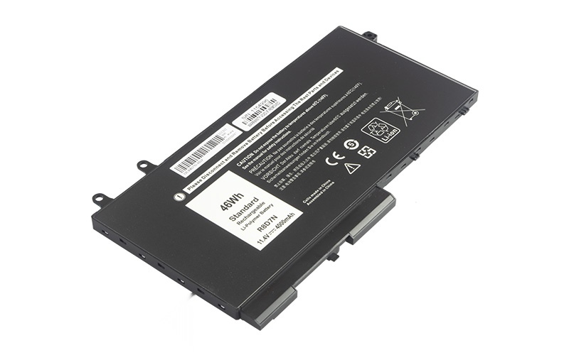 1V1XF R8D7N Battery for Dell Latitude 5400 E5400 5410 E5410 5500 Precision 3540 (11.4V 46Wh 3-Cell Li-Polymer) – Front view top 45° angle