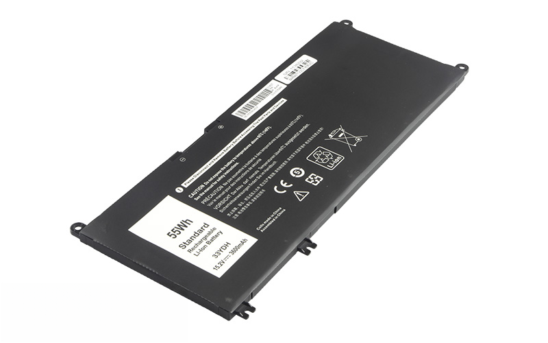 33YDH PVHT1 081PF3 Battery for Dell Inspiron 14 3490 15 7577 17 7773 Vostro 15-7570 15-7580 (15.2V 55Wh 4-Cell Li-Poly) – Front view top 45° angle