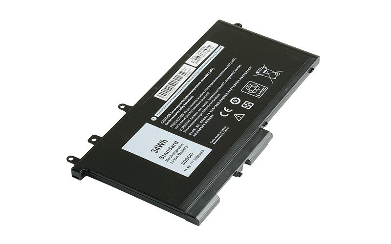 3DDDG 93FTF GJKNX Battery for Dell Latitude E5580 E5480 E5280 Precision M3520 M3530 (11.4V 47Wh 3-Cell Li-Polymer) – Front view top 45° angle