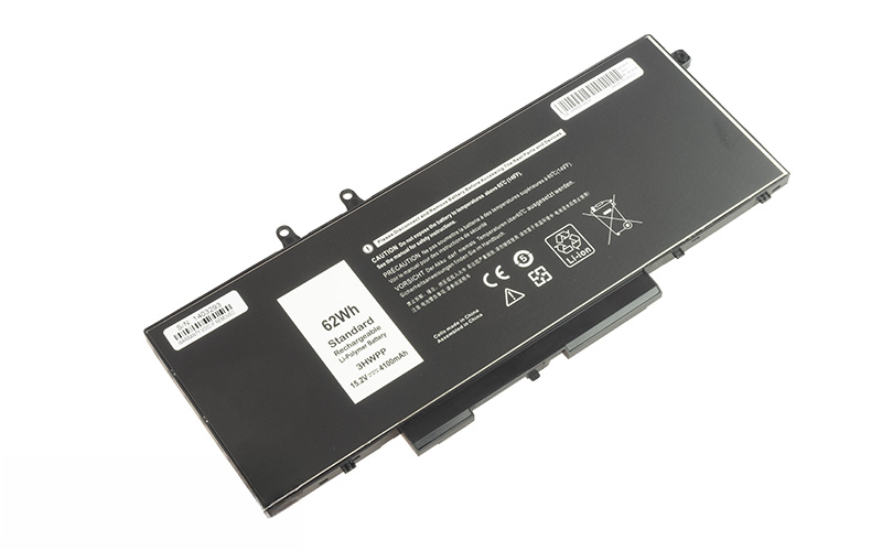 3HWPP Battery for Dell Latitude 5410 5511 5401 5501 5411 Precision 3540 3541 3551 (15.2V 62Wh 4-Cell Li-Poly) – Front view top 45° angle