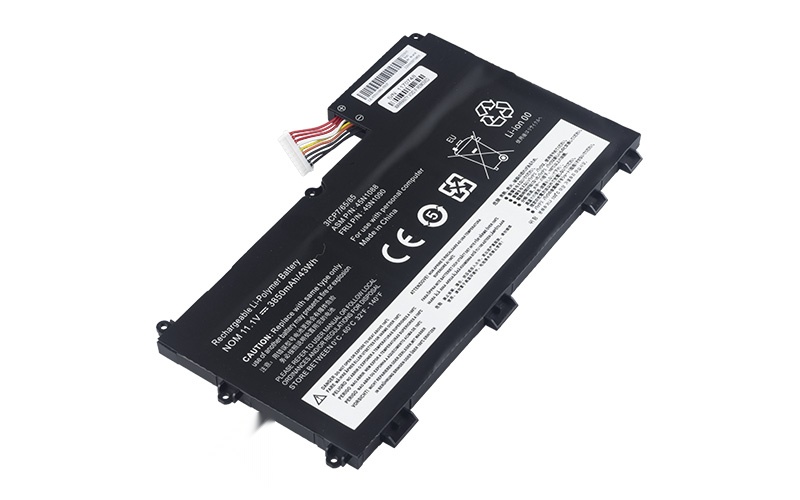 45N1088 45N1091 L11S3P5 Battery for Lenovo ThinkPad T430u V590u V490u V490uA (11.1V 43Wh 3-Cell Li-Poly) – Front view top 45° angle