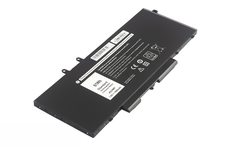 4GVMP 3HWPP Battery for Dell Latitude 5400 5401 5500 5501 5410 5510 Precision 3541 3550 3551 (7.6V 61Wh 4-Cell Li-Polymer) – Front view top 45° angle