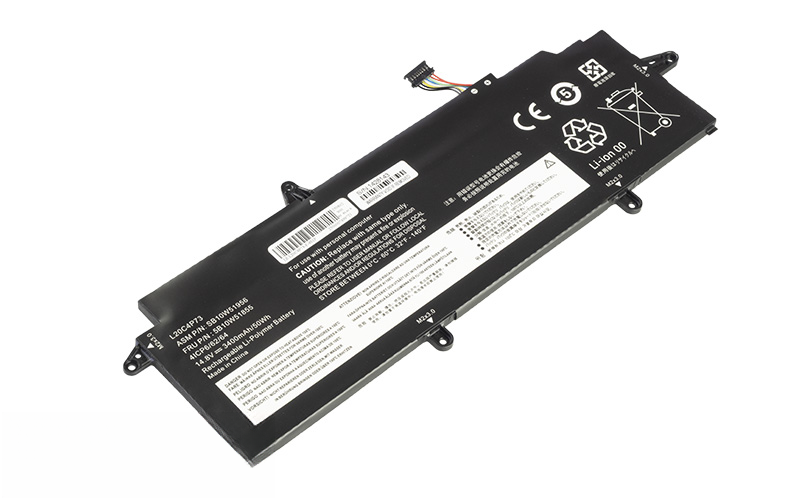 5B10W51818 SB10W51919 L20M4P73 Battery for Lenovo Lenovo ThinkPad X13 G2 G3 (14.8V 50Wh 4-Cell Li-Poly) – Front view top 45° angle