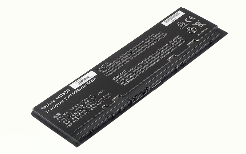 7.4V 40Wh 4-Cell Li-Polymer Battery for Dell Latitude E7240 E7250 (P/N: WD52H) – Front view top 45° angle