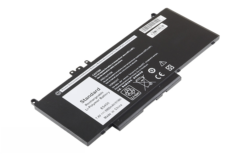 7.4V 43Wh Li-Polymer Dell Latitude E5250 E5450 E5550 Latitude 3150 Battery (P/N: G5M10 0WYJC2 8V5GX) – Front view top 45° angle