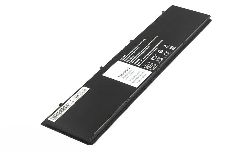 7.4V 47Wh 2-Cell Li-Poly battery for Dell Latitude E7440 (P/N: 34GKR, 451-BBFT, F38HT, T19VW, PFXCR) – Front view top 45° angle
