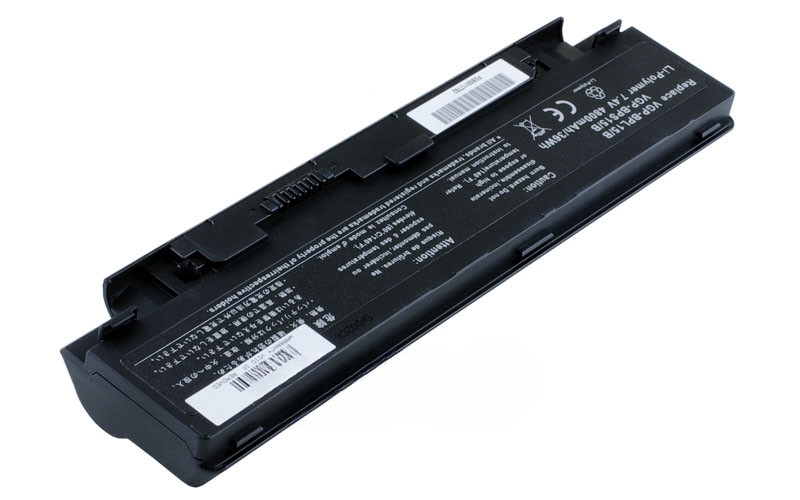 7.4V 4800mAh/36Wh Li-Polymer Battery for Sony VAIO VGN-P11Z/Q VGN-P17H/G VGN-P21Z/G VGN-P25G/W VGN-P530H/G VGN-P699E/Q VGN-P70H/G VGN-P788K/N VGN-P90NS VGN-P92VS (P/N: VGP-BPL15/B VGP-BPS15/B) – Front view top 45° angle