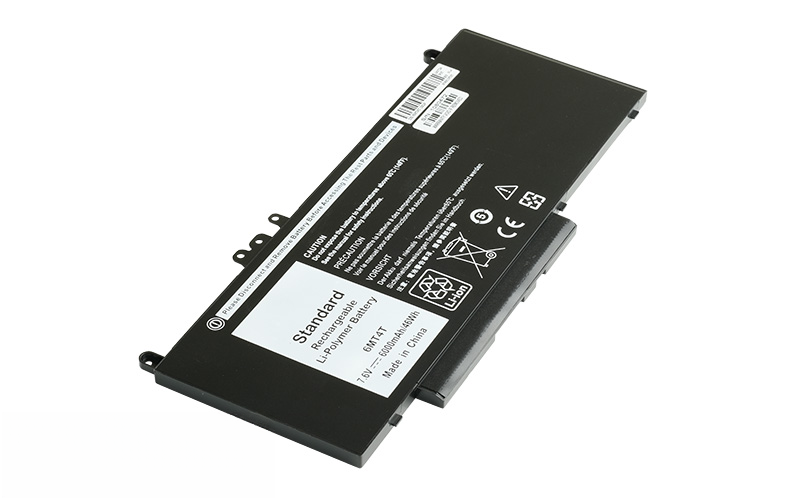 7.4V 53Wh Li-Polymer Battery for Dell Latitude E5270 E5470 E5570 Precision 3510 (P/N: 6MT4T 079VRK 0HK6DV 0TXF9M) – Front view top 45° angle