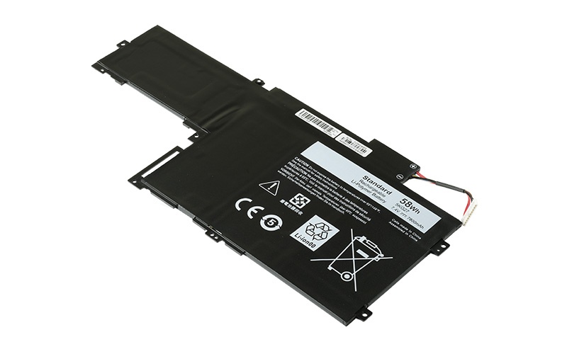 7.4V 56Wh 4-Cell Li-Polymer Battery for Dell Inspiron 14-7437 (P/N: C4MF8 5KG27 P42G) – Front view top 45° angle