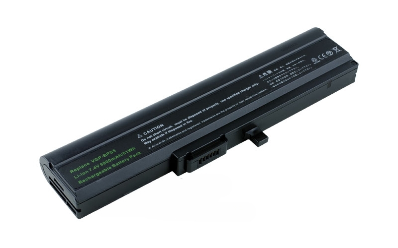 7.4V 58Wh 6-Cell Battery for Sony VAIO VGN-TX25C VGN-TX26C/B VGN-TX27CP VGN-TX37TP VGN-TX770P/B (P/N: VGP-BPS5 VGP-BPS5A) – Front view top 45° angle