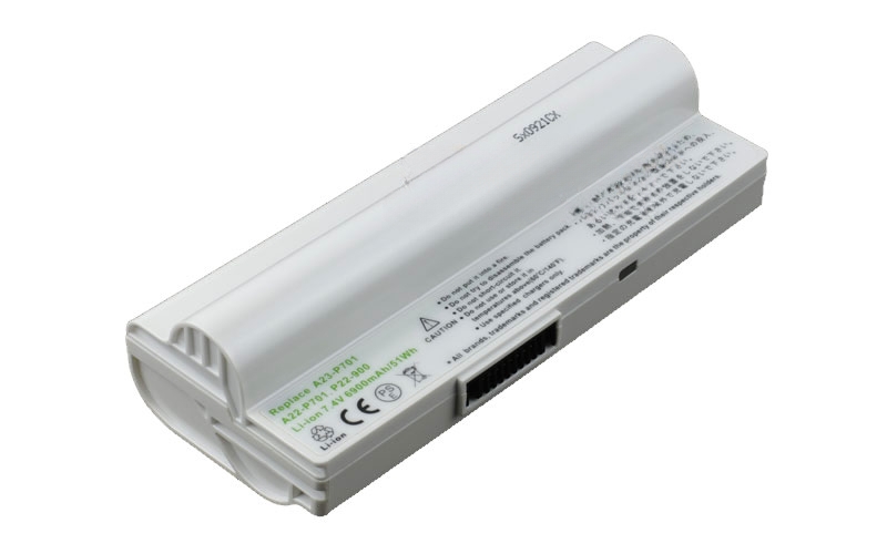 7.4V 7800mAh/58Wh 6-Cell Battery for ASUS eee PC 2G Surf 4G 4G Surf 700 701 8G 900 (P/N: A22-700 A22-P701 P22-900 90-OA001B1100) – Front view top 45° angle