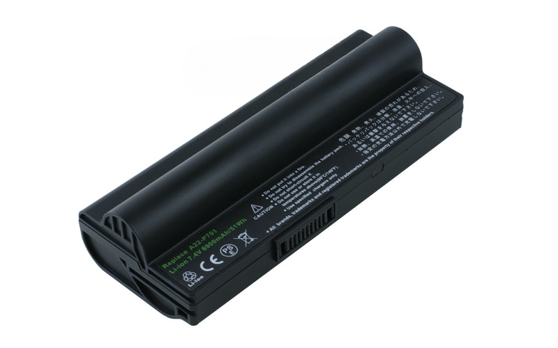 7.4V 7800mAh/58Wh 6-Cell Battery for ASUS eee PC 2G Surf 4G 4G Surf 700 701 8G 900 (P/N: A22-700 A22-P701 P22-900 90-OA001B1100) – Front view top 45° angle