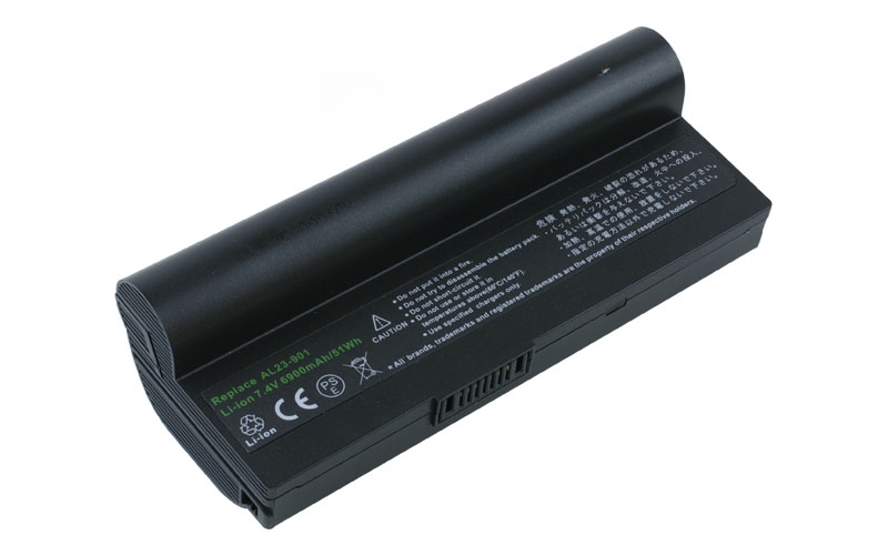 7.4V 7800mAh/58Wh 6-Cell Battery for ASUS eee PC 901 1000 1000H 1000HA (P/N: AL22-901 AL23-901 AP23-901) – Front view top 45° angle