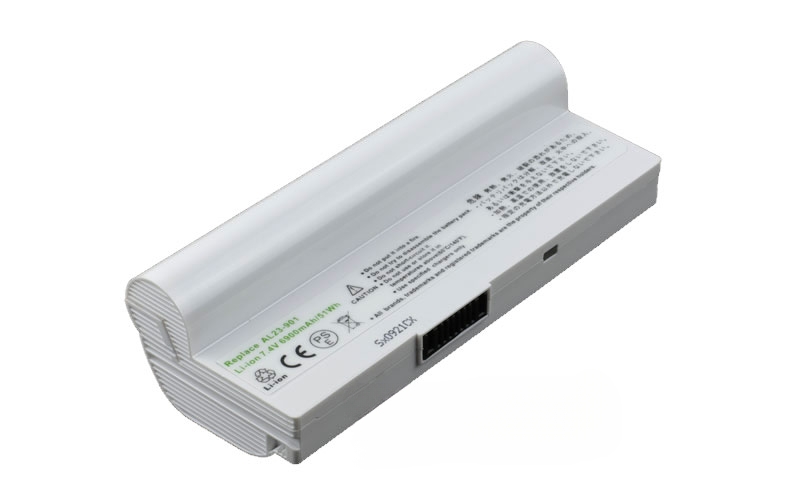 7.4V 7800mAh/58Wh 6-Cell Battery for ASUS eee PC 901 1000 1000H 1000HA (P/N: AL22-901 AL23-901 AP23-901) – Front view top 45° angle