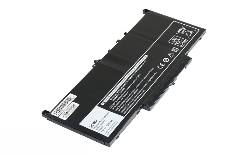 7.6V 55Wh Li-Polymer Battery for Dell Latitude E7270 E7470 (P/N: MC34Y J60J5 0MC34Y 242WD) – Front view top 45° angle