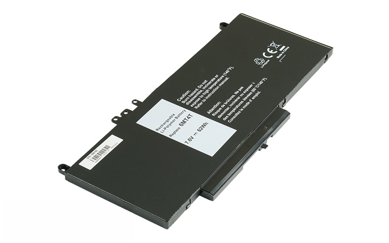 7.6V 62Wh Li-Polymer Battery for Dell Latitude E5270 E5470 E5570 Precision 3510 (P/N: 6MT4T 079VRK 0HK6DV 0TXF9M) – Front view top 45° angle