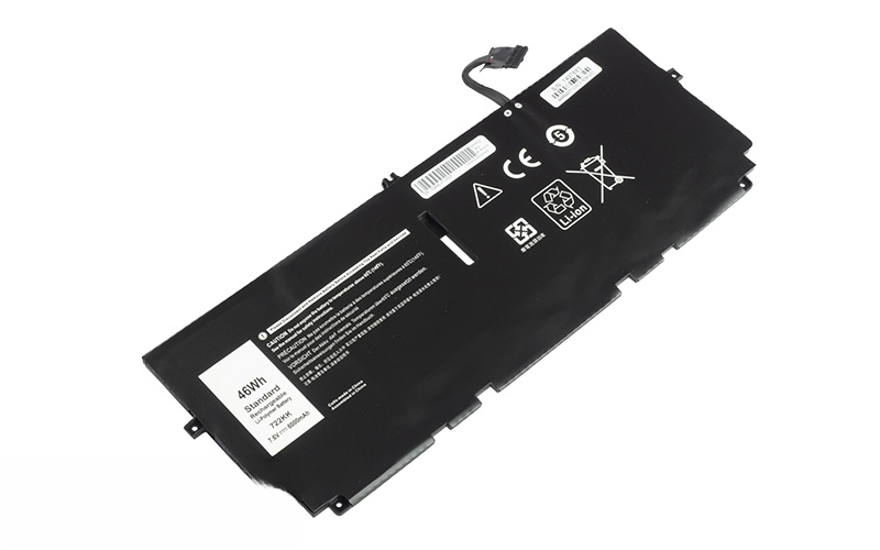 722KK 2XXFW FP86V WN0N0 Battery for Dell XPS 13 9300 9380 9310 (7.6V 46Wh 4-Cell Li-Poly) – Front view top 45° angle