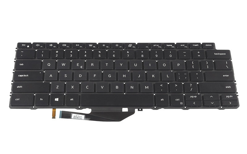 7FM8V Keyboard for Dell XPS 13 7390 2-in-1 (with backlit keys) – Front view – keys & layout