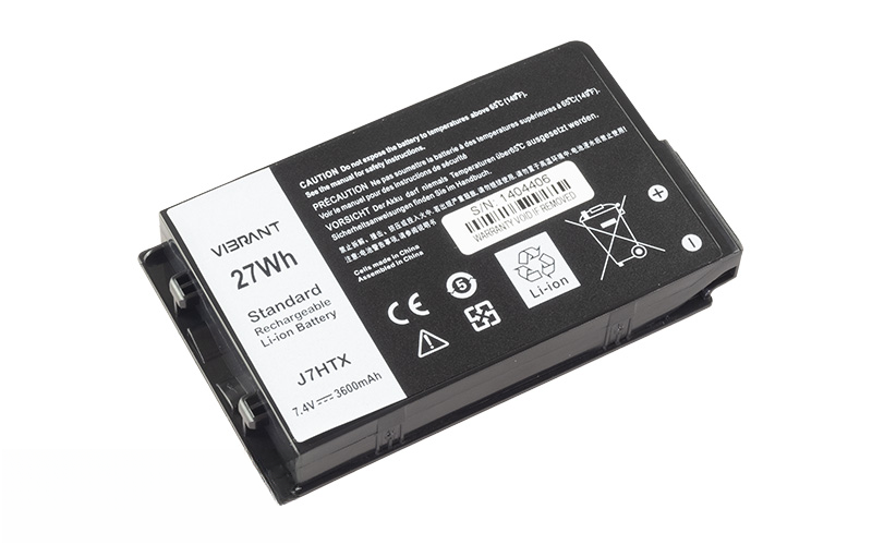 7XNTR FH8RW J7HTX J82G5 Battery for Dell Latitude 12 Rugged Tablet (7202) 7212 Rugged Extreme Tablet (7.4V 27Wh 2-Cell Li-Poly) – Front view top 45° angle