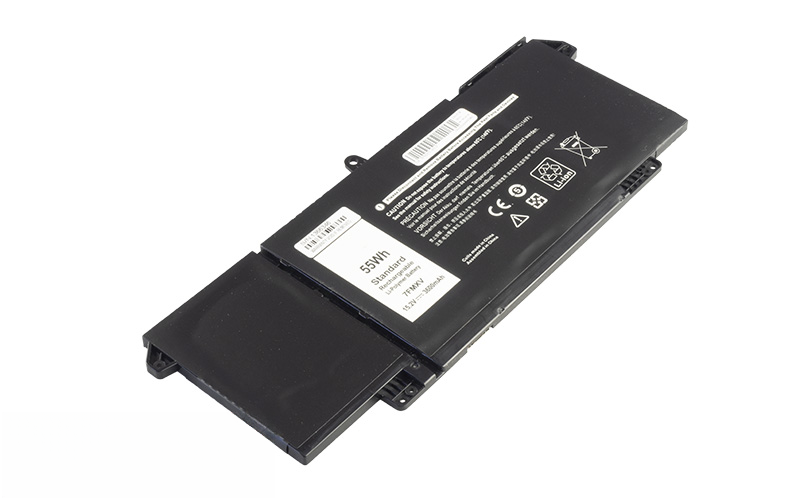 9JM71 7FMXV Battery for Dell Latitude 5320 7520 7320 7420 (15.2V 52Wh 4-Cell Li-Poly) – Front view top 45° angle