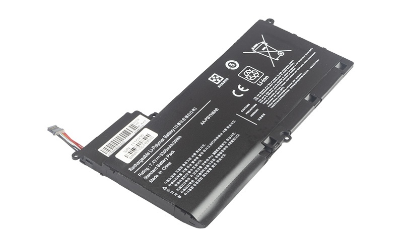 AA-PBYN8AB Battery for Samsung NP530U4B NP530U4C NT530U4C 530U4C 530U4B 530U4C (7.4V 39Wh 2-Cell Li-Poly) – Front view top 45° angle
