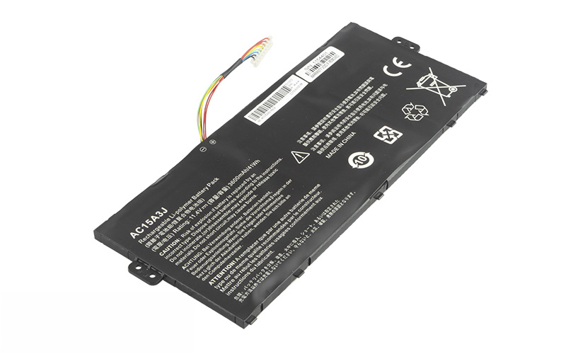 AC15A3J Battery for Acer Chromebook R11 CB5-132T CB3-131 C738T (11.4V 41Wh 3-Cell Li-Polymer) – Front view top 45° angle