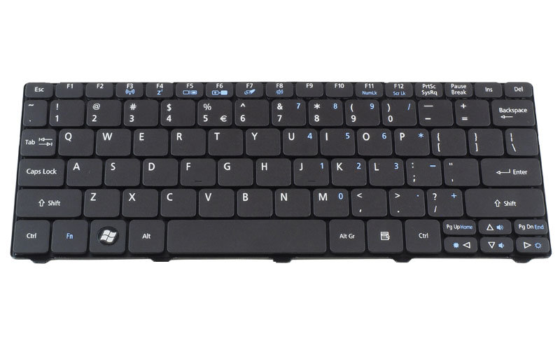 Acer Aspire One D255 D257 D260 A532H NAV50 NAV70 PAV70 eMachines EM350 Packard Bell EasyNote PAV70 PAV80 Keyboard – Front view – keys & layout