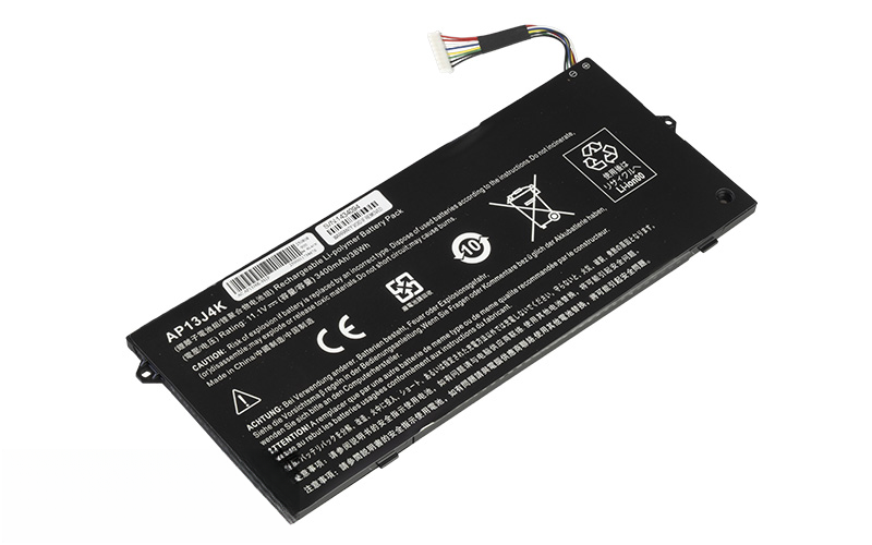 AP13J3K AP13J4K KT00304001 Battery for Acer Chromebook C720-2420 C720-3871 (11.1V 38Wh 3-Cell Li-Polymer with long connector cable) – Front view top 45° angle