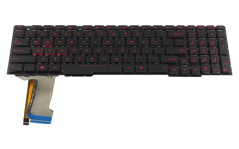 ASUS FX553V FX753VD Keyboard – Front view – keys & layout