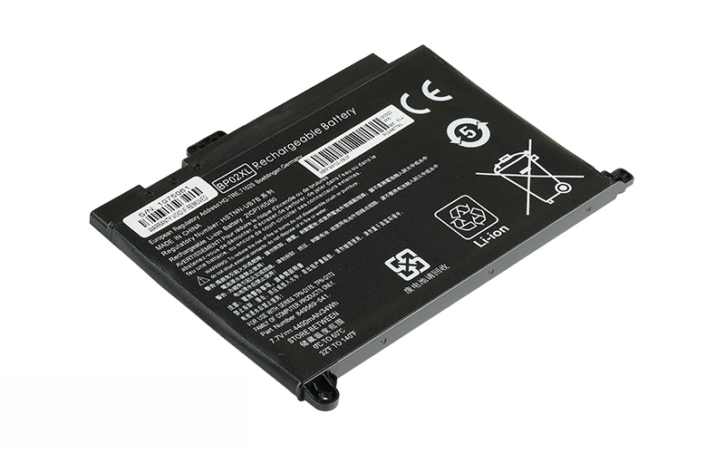 BP02XL 849569-541 HSTNN-UB7B 849909-850 Battery for HP Pavilion 15-aw 15-au series 15-au010wm (7.6V 40Wh 2-Cell Li-Polymer) – Front view top 45° angle