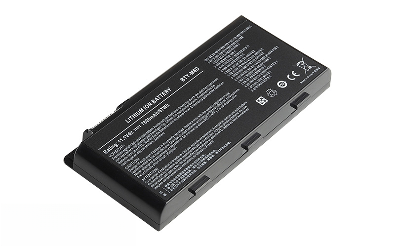 BTY-M6D Battery for MSI GX680 GX780 GX660 GT780 GT683 GT660 （11.1V 87Wh 9-Cell) – Front view top 45° angle