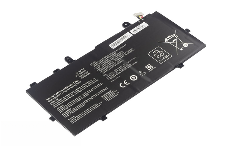 C21N1714 Battery for ASUS Vivobook Flip 14 TP401N TP401NA TP401CA (7.6V 37Wh 2-Cell Li-Poly) – Front view top 45° angle