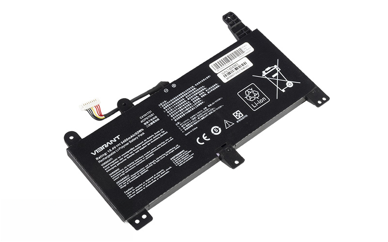 C41N1731-2 C41N1731-C Battery for ASUS ROG G731G G732 GL531GU G512L G712L (15.2V 46Wh 4-Cell Li-Poly) – Front view top 45° angle
