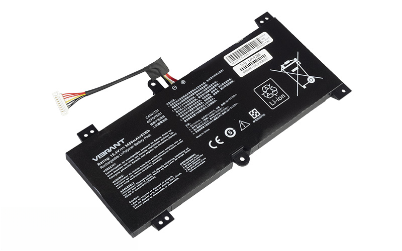 C41N1731 Battery for ASUS ROG Strix GL504 GL504GM GL504GS GL504GW (15.4V 52Wh 4-Cell Li-Poly) – Front view top 45° angle