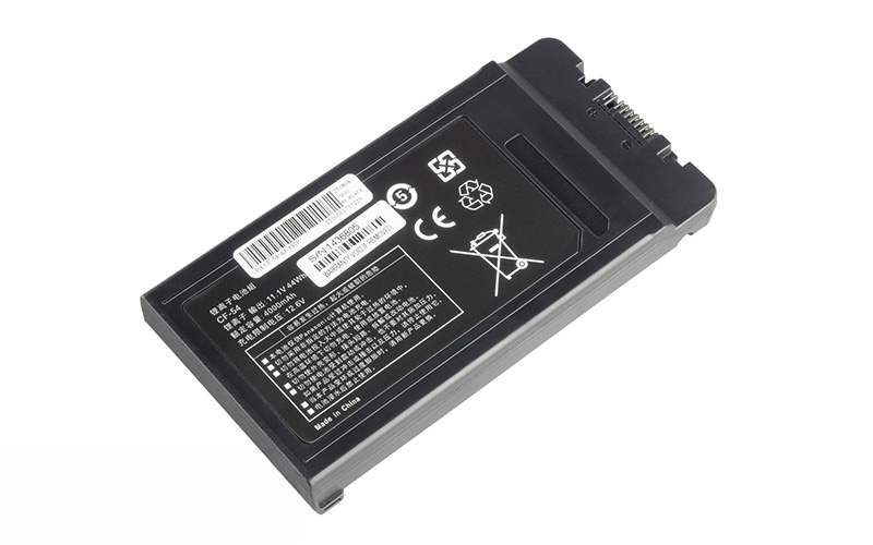 CF-VZSU0PW CF-VZSU0PR CF-VZSU0PK CF-VZSU0LW Battery for Panasonic Toughbook CF-54 (11.1V 44Wh 3-Cell Li-Poly) – Front view top 45° angle