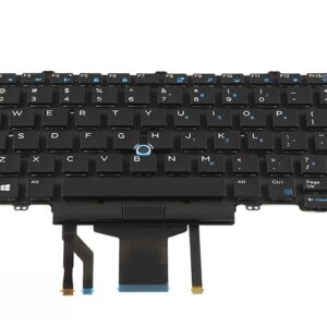Dell Latitude E5450 7490 keyboard (with center track point and back-lit keys) – Front view – keys & layout