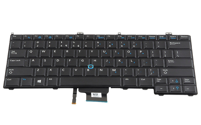 Dell Latitude E7240 E7440 keyboard (with track point and backlit keys) – Front view – keys & layout