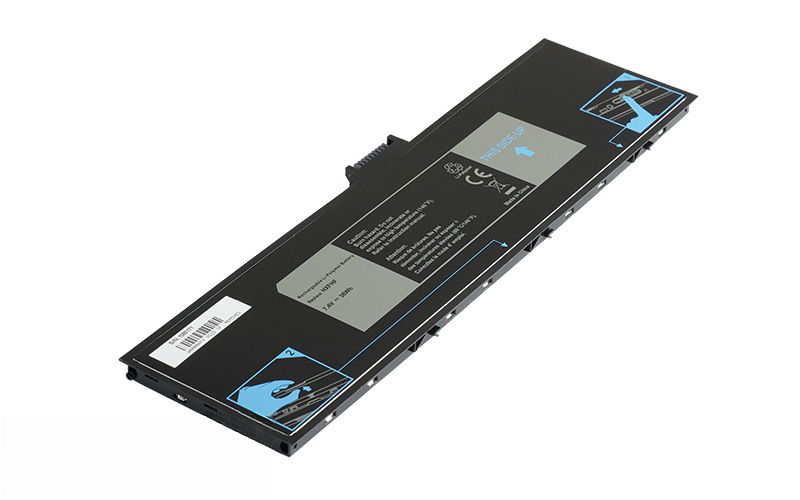 Dell Venue 11 Pro 7130 7139 Battery - P/N: HXFHF VJF0X VT26R XNY66 451-BBGR 0VT26R (7.4V 36Wh Li-Poly) – Front view top 45° angle