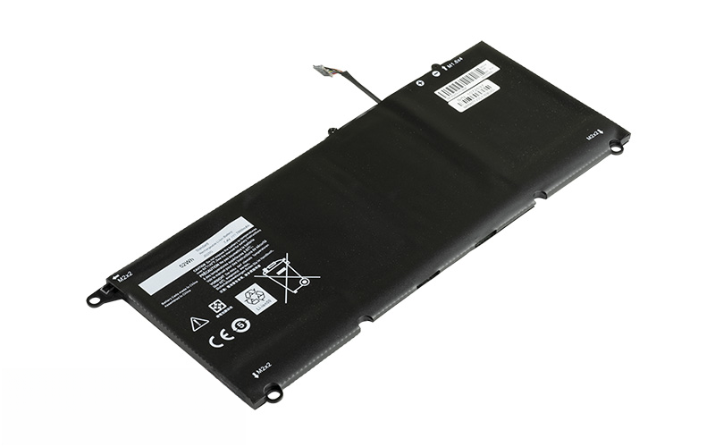 Dell XPS 13 9343 9350 Battery - 7.4V 41Wh 4-Cell Li-Polymer (P/N: JD25G 90V7W RWT1R 0N7T6 5K9CP) – Front view top 45° angle