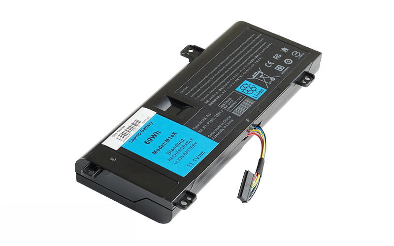 G05YJ Y3PN0 Battery for Dell Alienware 14 series A14 M14X R3 M14X R4 (11.1V 58Wh 6-Cell) – Front view top 45° angle