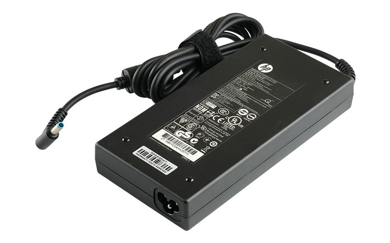 Genuine HP 775626-003 AC Adapter for HP ZBook 15 G3 (19.5V 7.7A 150W) – Angled front – 3 sides visible